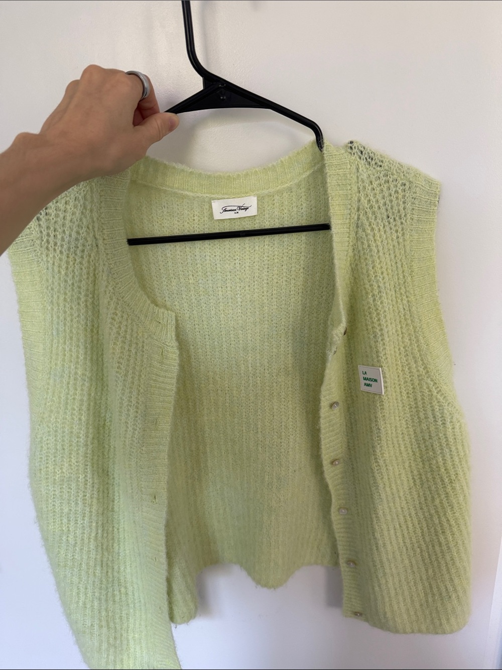 American vintage Brand Light Lime Green Knit Women's Sweater Cardigan - New